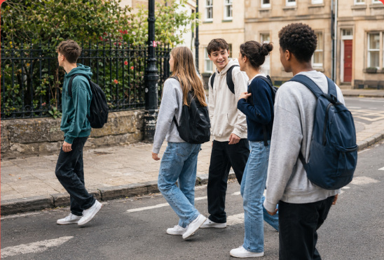 Gruppo di studenti durante un viaggio studio